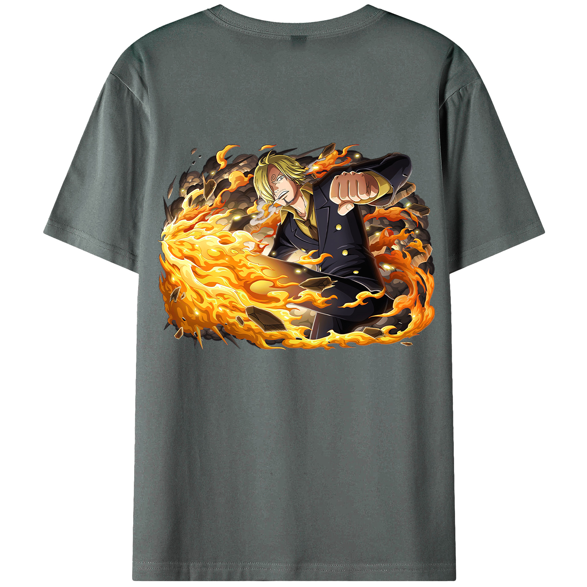 （画像用） ワンピース サンジ ONE PIECE Sanji 綿100％ メンズ半袖Tシャツ（バックプリント） 通気性